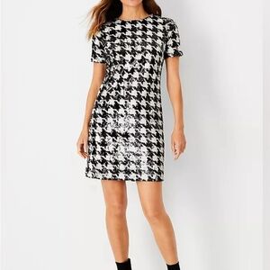 NWT Ann Taylor Chic Black and White Houndstooth Dress size 6 petite